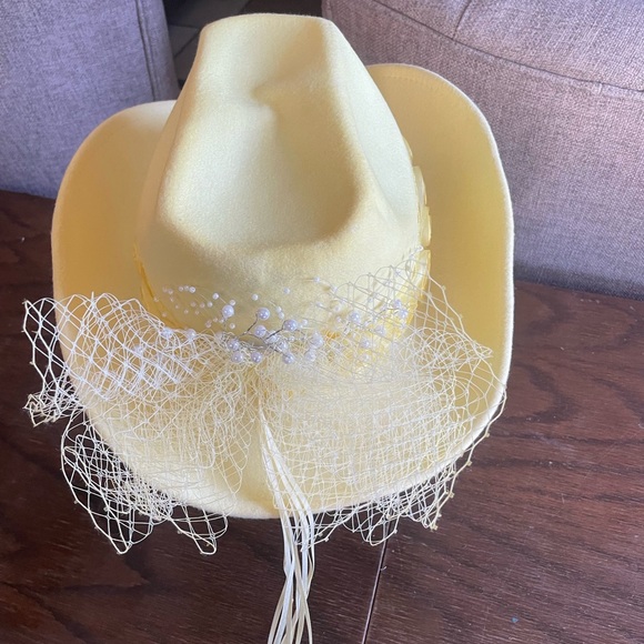 Yellow Cowboy Hat with Floral Band - Picture 3 of 7